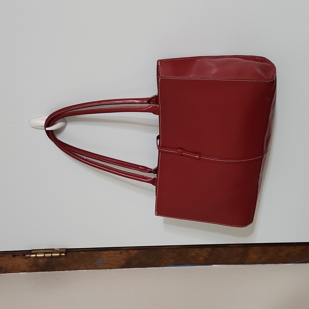 Red Leather Top Handle Bag
